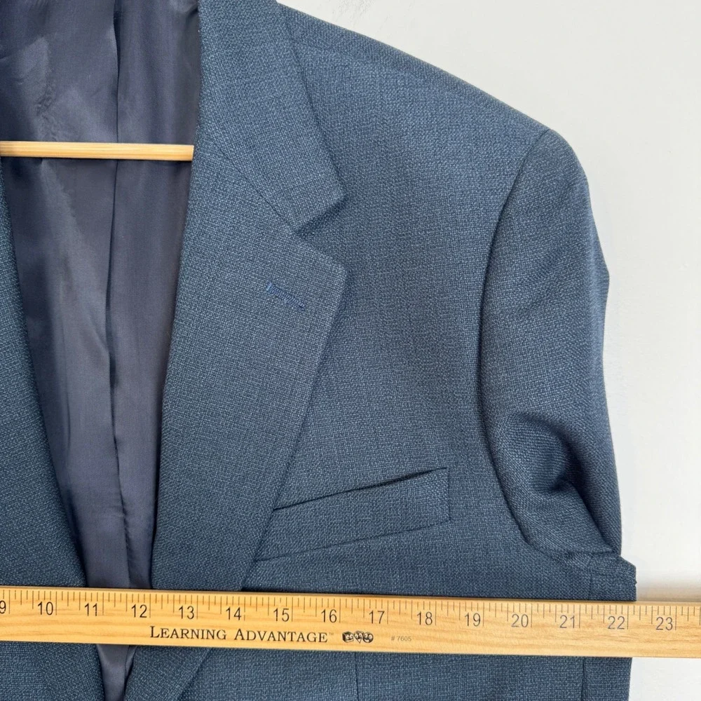 Lauren‎ Ralph Lauren Mens 42R Blue Textured Two Button Blazer Sport Coat Jacket